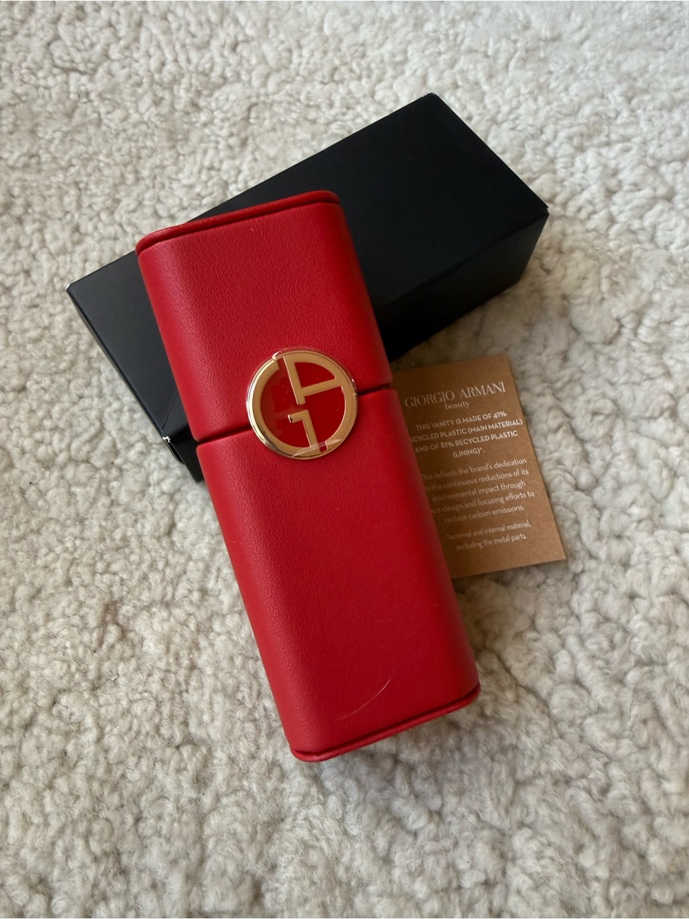 Giorgio Armani Red Vanity Case with Gold Logo NIB